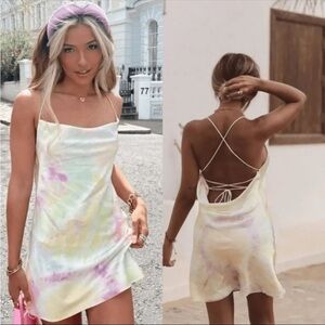 Zara Bloggers Fave Tie Dye Satin‎ Effect Mini Dress S